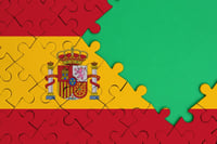 un puzzle composant le drapeau national de l espagne