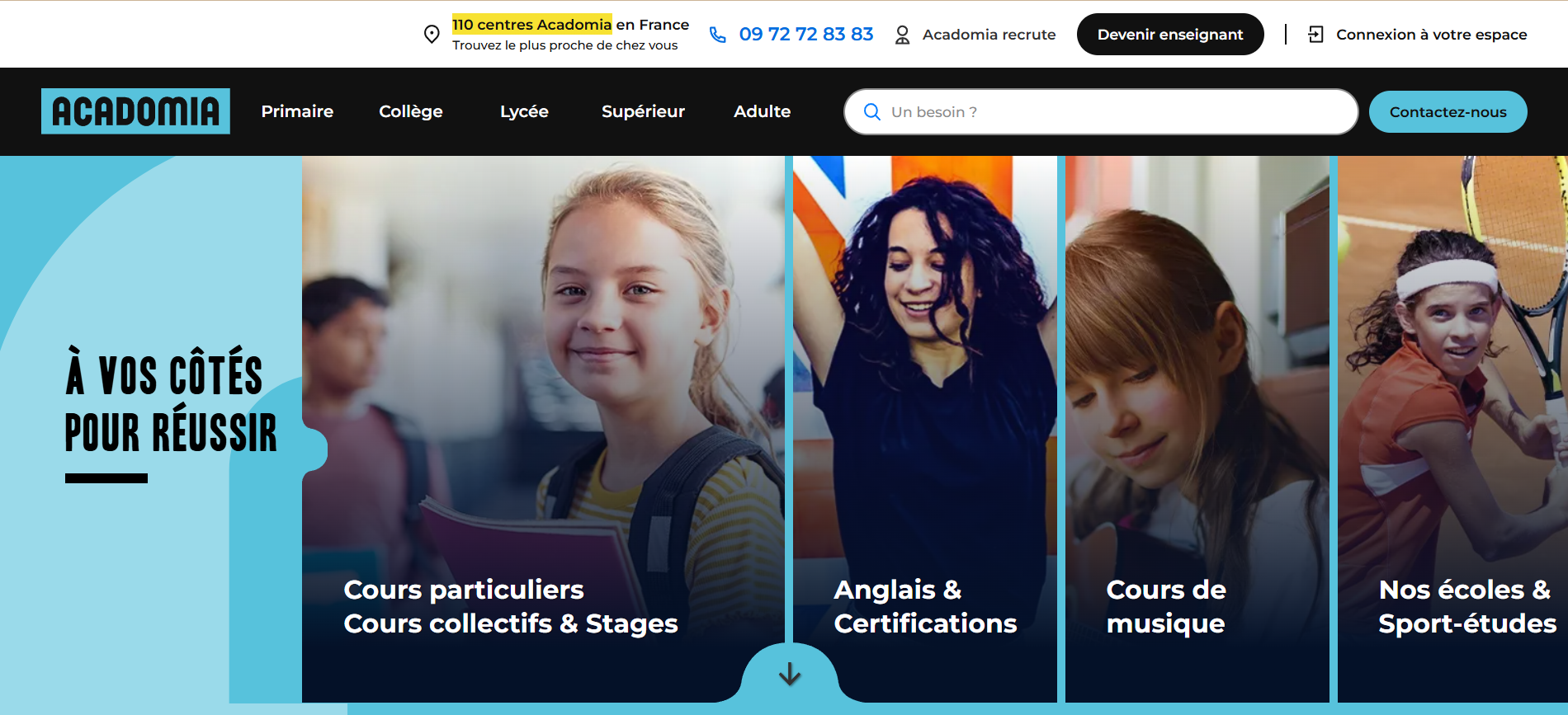 Alternatives à Superprof - Page d accueil du site de cours particuliers Acadomia