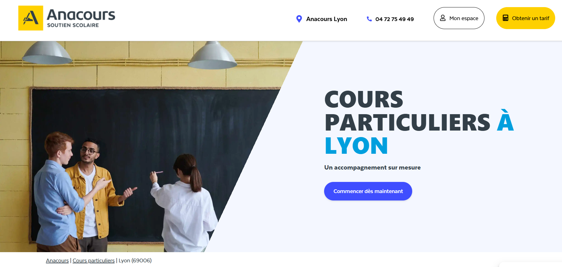 Alternatives à Superprof - page accueil site web de Anacours