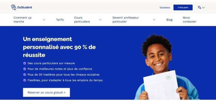 Capture decran du site web GoStudent-1