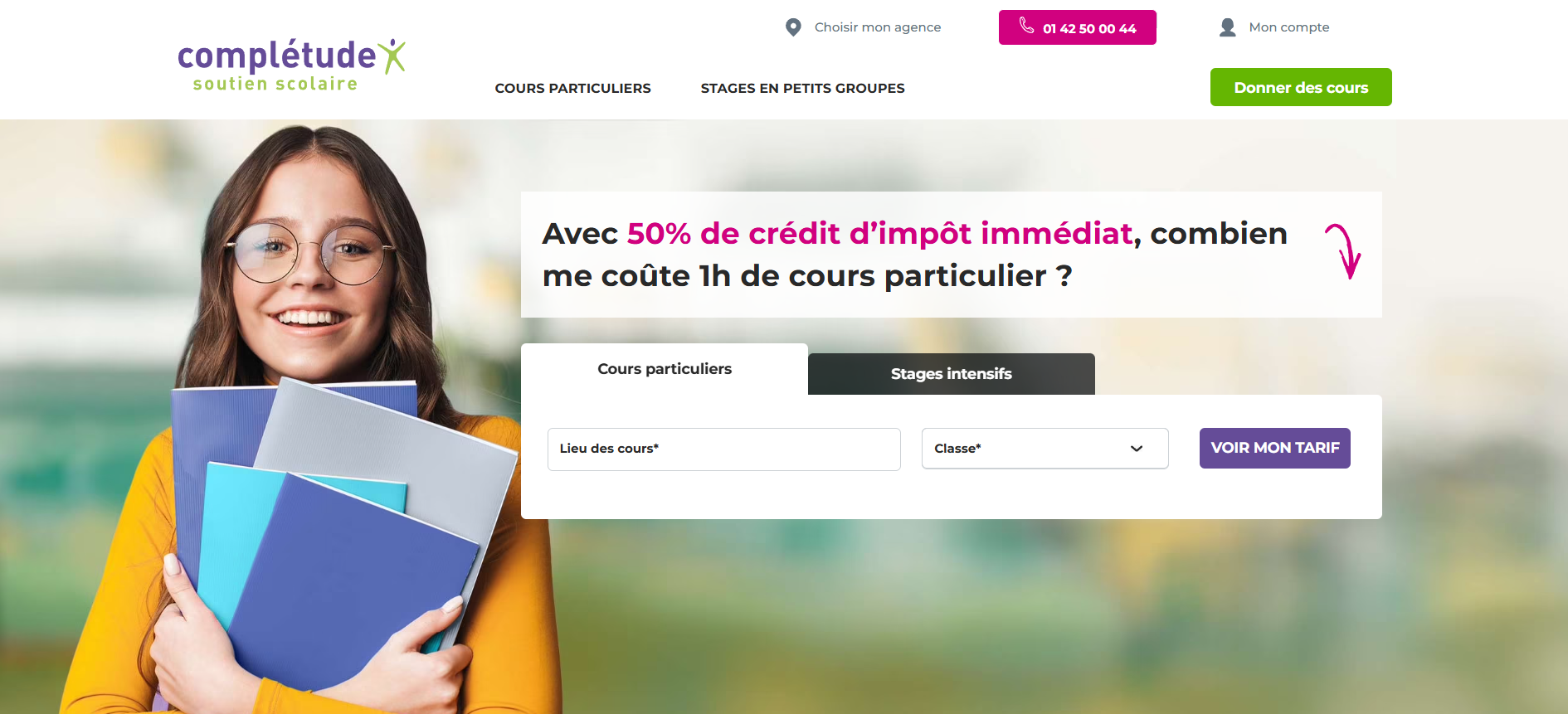 Complétude - Page accueil Complétude - Plateforme de cours particuliers