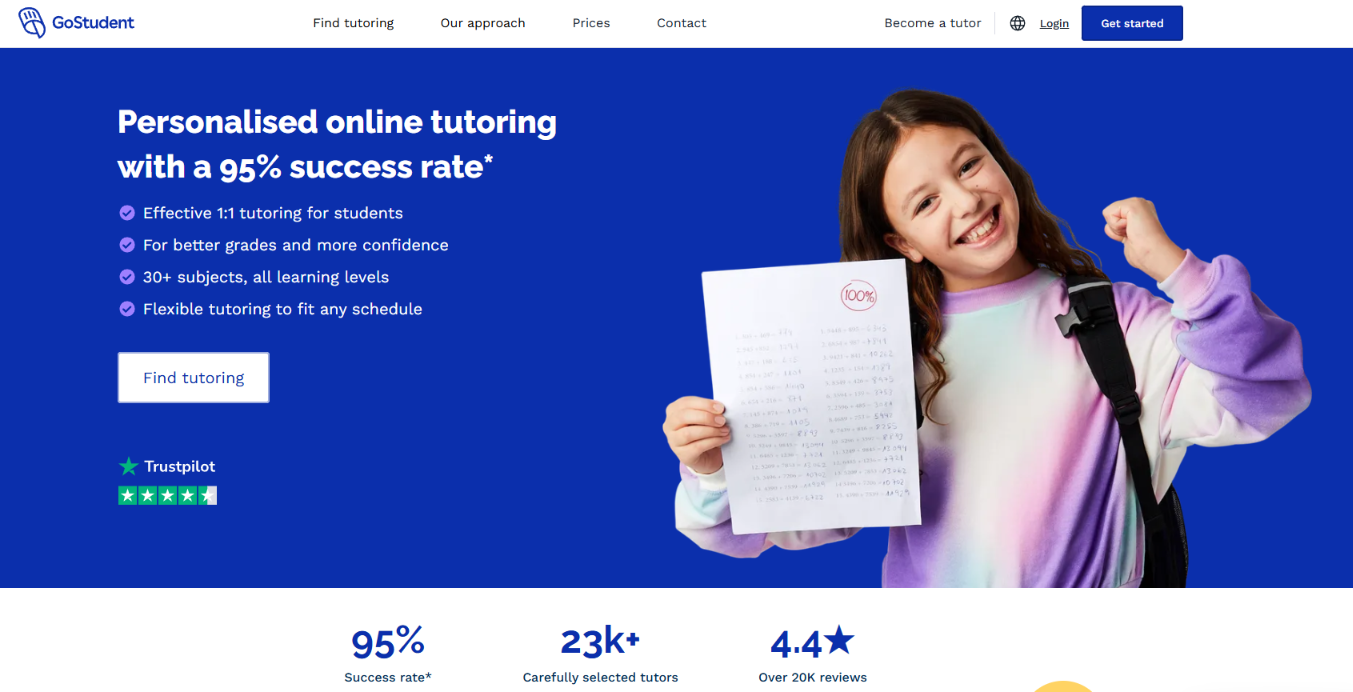 GoStudent Homepage landing