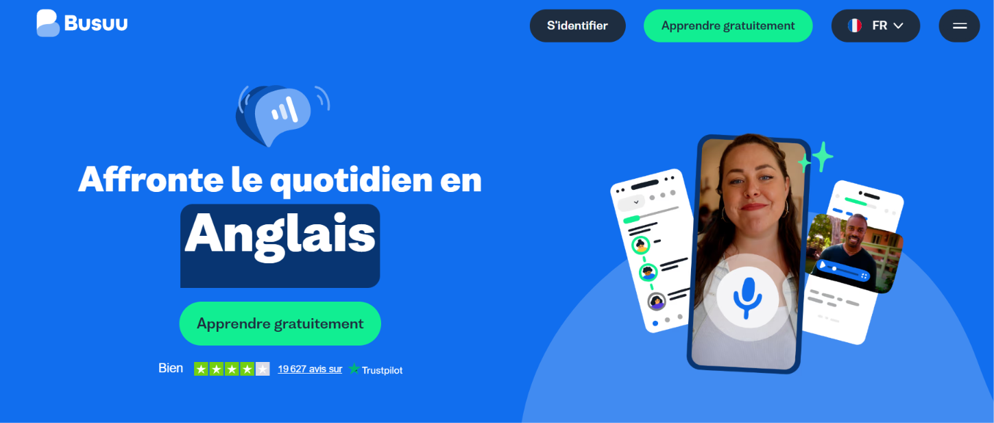 Image de la page daccueil du site Busuu
