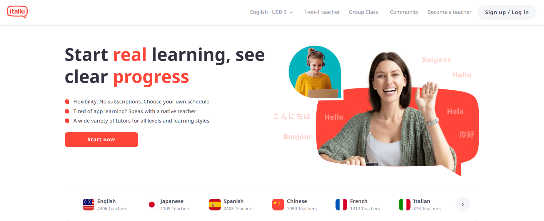 Image de la page daccueil du site Italki - site de langues