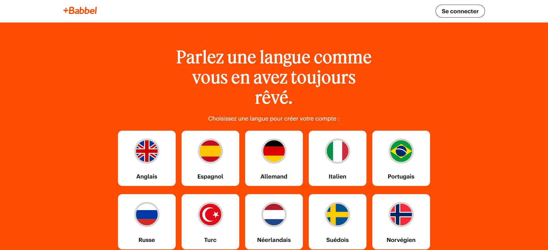 Image de page daccueil du site Babbel