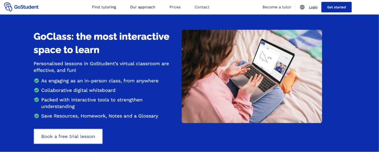Image Image of GoClass - GoStudents online whiteboard for tutoringof GoStudents GoClass Interface