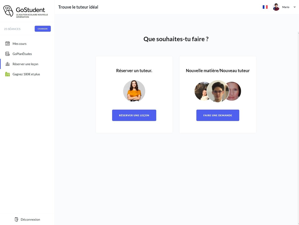 Vue réservation tutorat