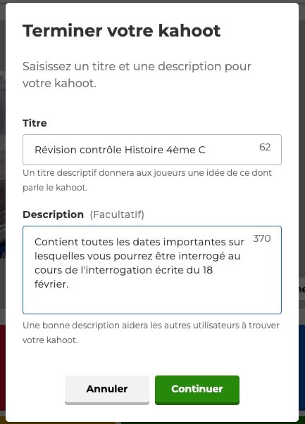 Créer Kahoot 7
