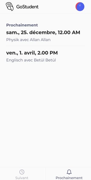 cours à venir
