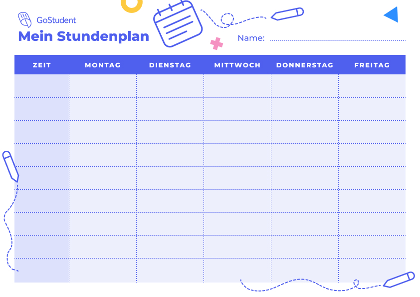 Kostenlose Studenplan Vorlage für Kinder zum Ausdrucken_gratis Download_GoStudent