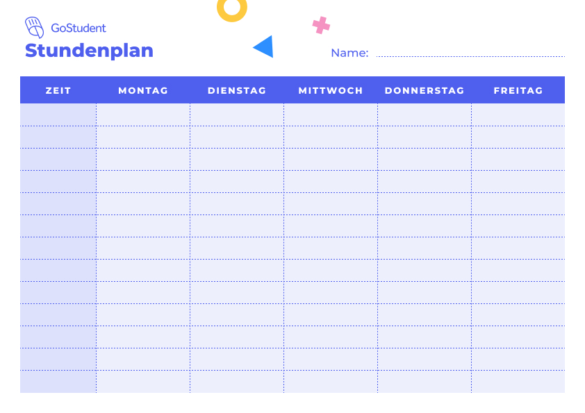 Kostenlose Studenplan Vorlage zum Ausdrucken_gratis Download_GoStudent