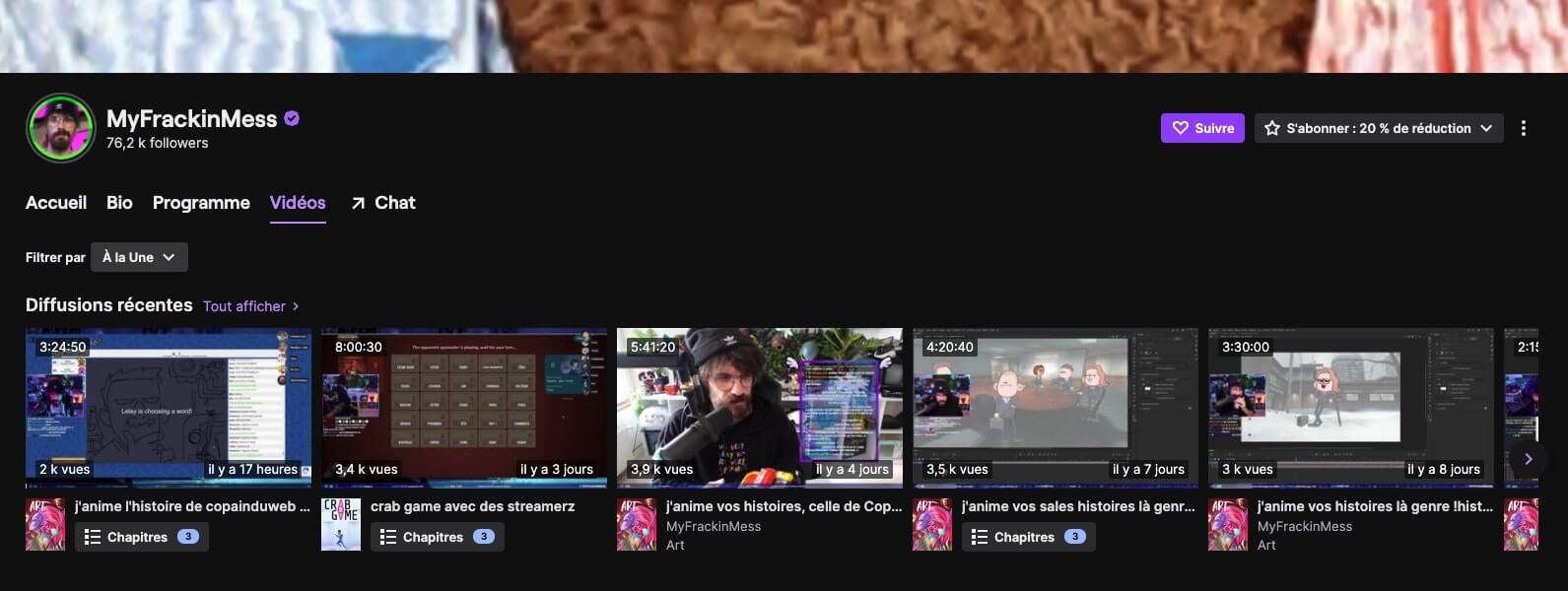 MyFrackinMess sur Twitch