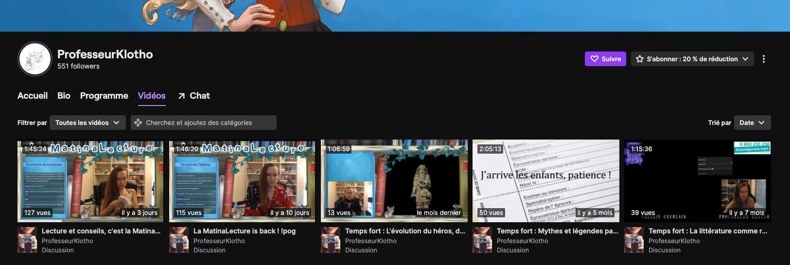 Professeur Klotho sur Twitch