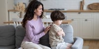 mother and child on the couch