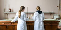 a level science students in lab
