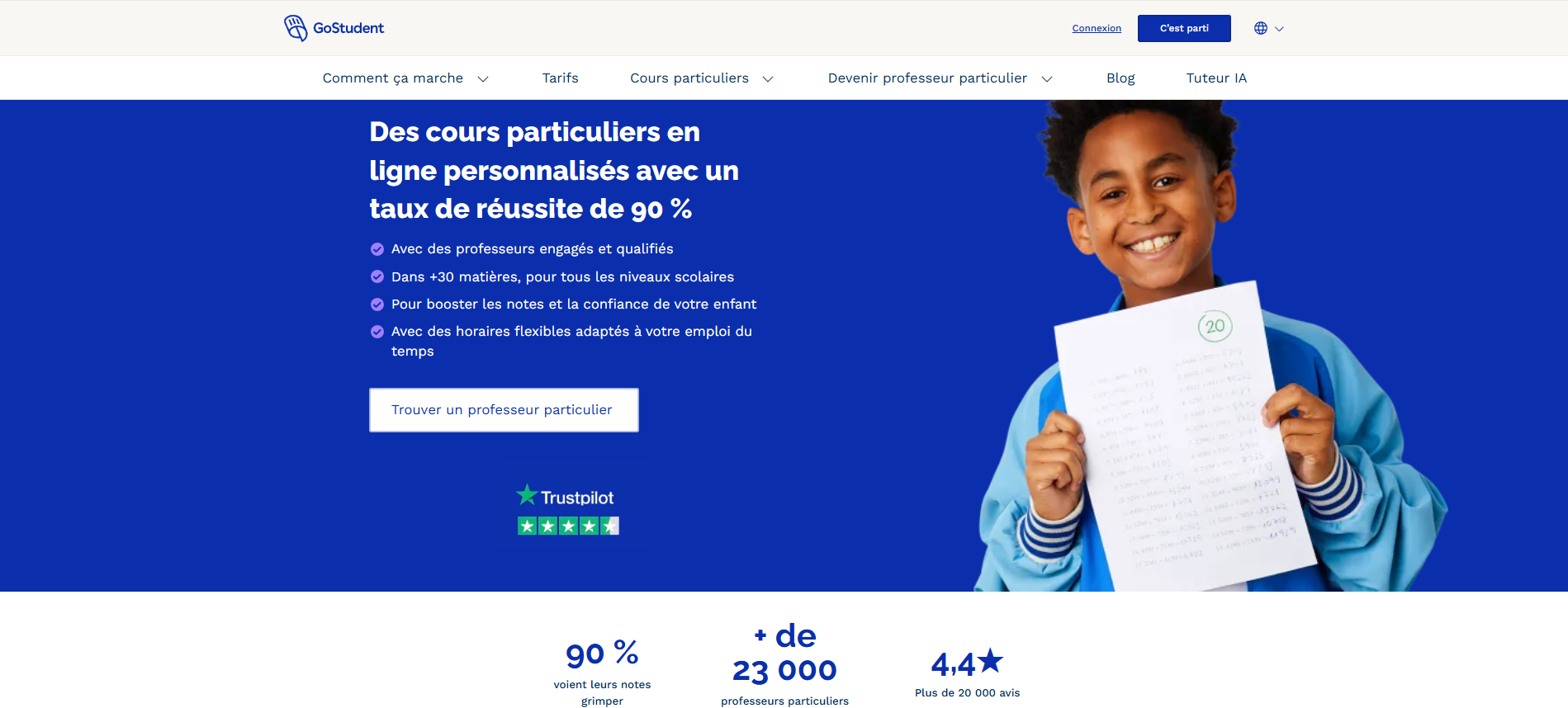 GoStudent vs Preply - Page accueil - Plateformea de cours particuliers