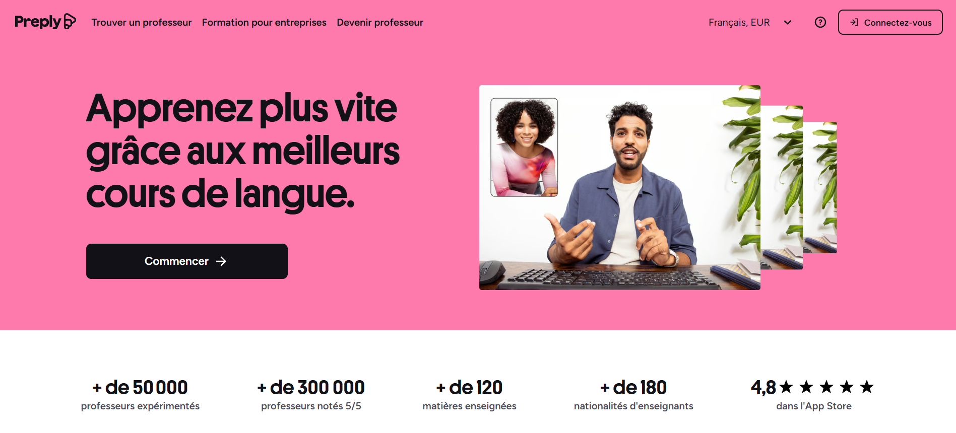 Preply vs GoStudent - Page accueil site web de Preply