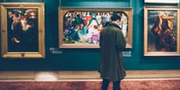 man in art museum