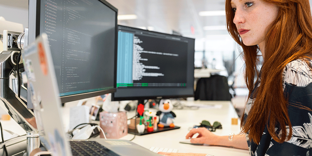 woman working at coding job