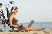 girl studying online in summer