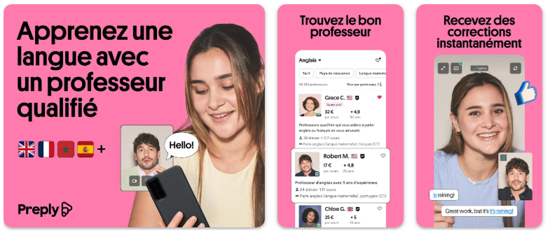 Image de page d'accueil de Preply - Application pour apprendre des langues
