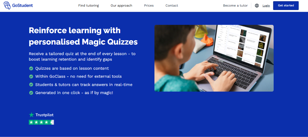 Picture of GoStudent Magic Quizzes online quiz maker landing page