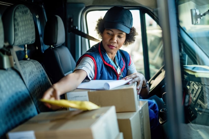 woman driver delivering packages
