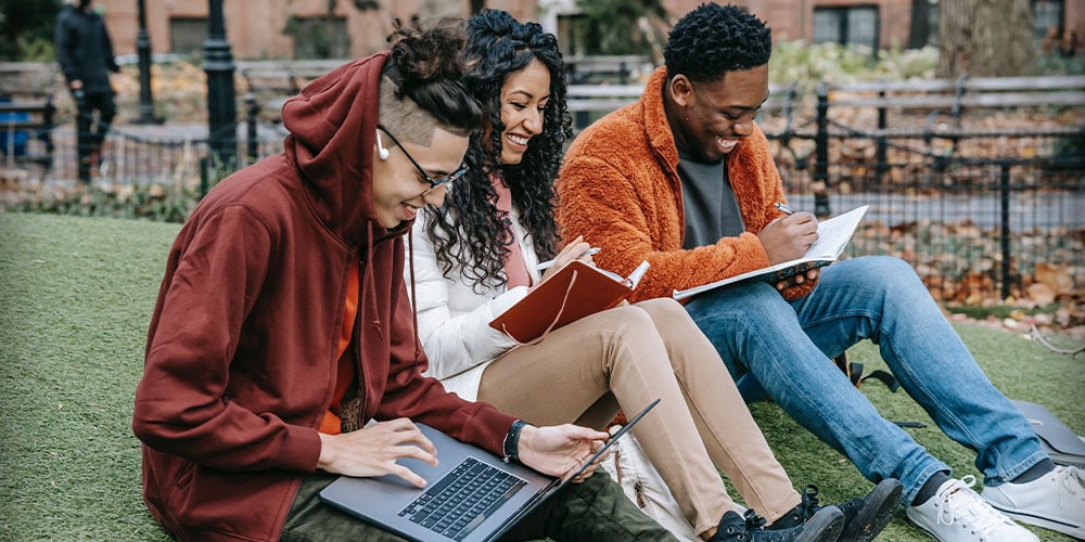 students studying at university