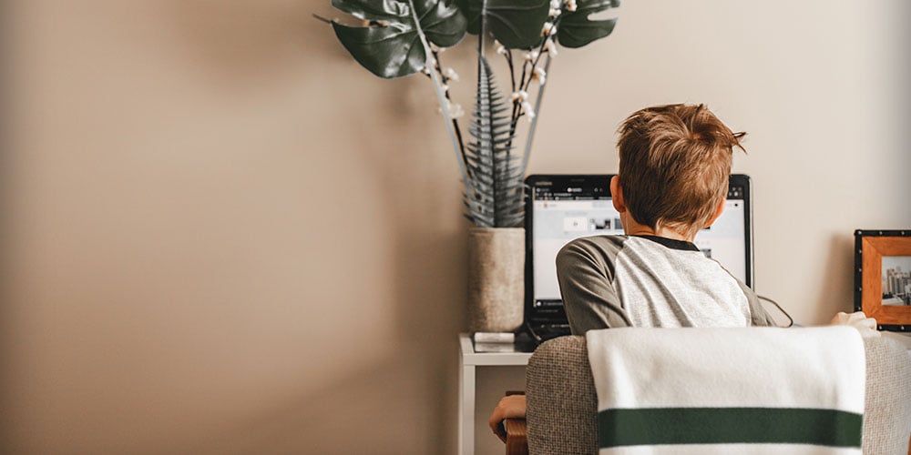 child learning online from tutor