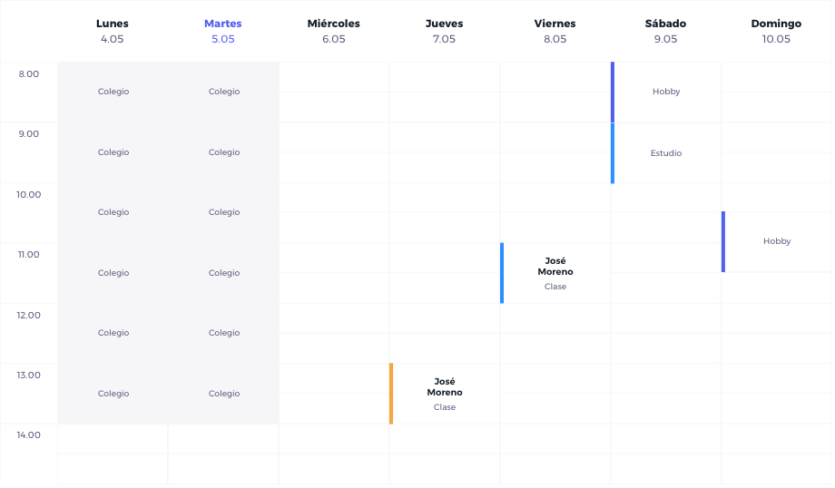 Calendario de estudios