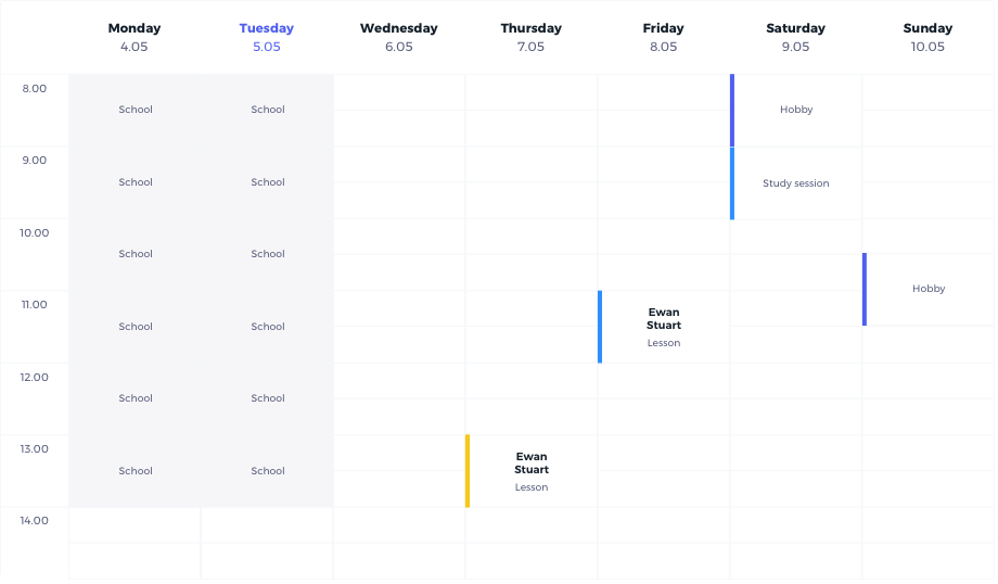 study calendar